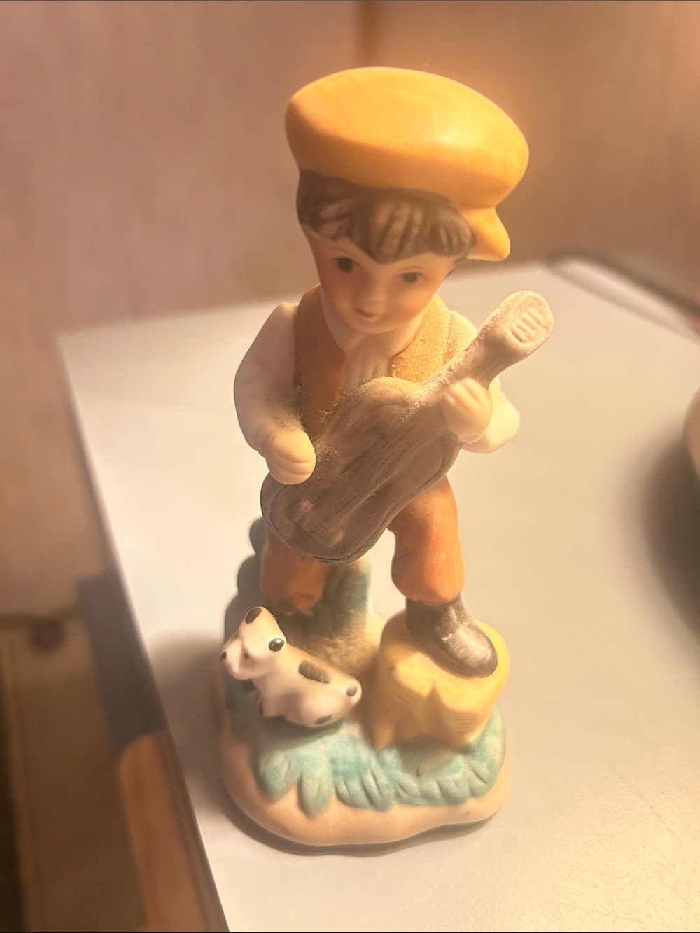 vintage Yellow Boy with Guitar Decorative Figurine - Home Accents